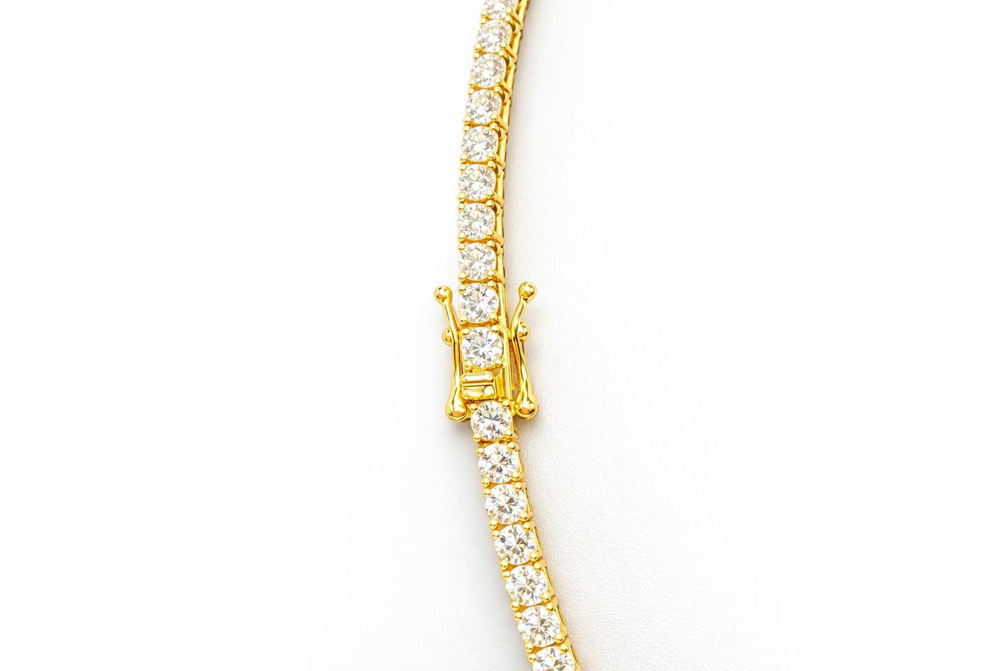 3mm Gold Over 925 Silver VVS Moissanite Tennis Chain