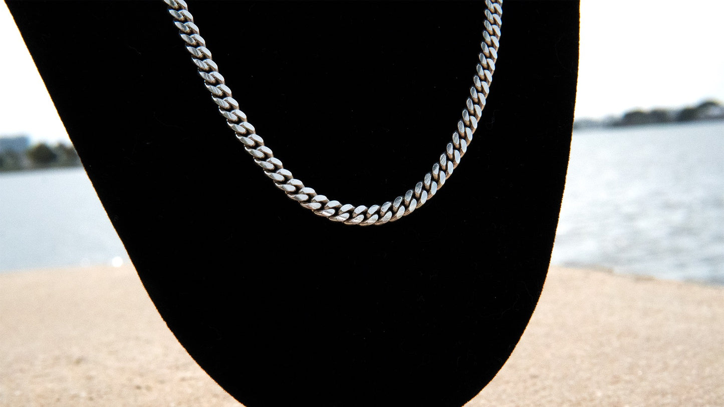 4MM Silver Cuban Link Chain (Handmade)