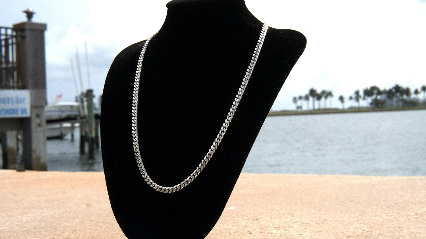 4MM Silver Cuban Link Chain (Handmade)