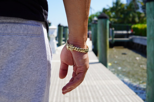 10MM 14KT Gold Over Silver Cuban Link Bracelet
