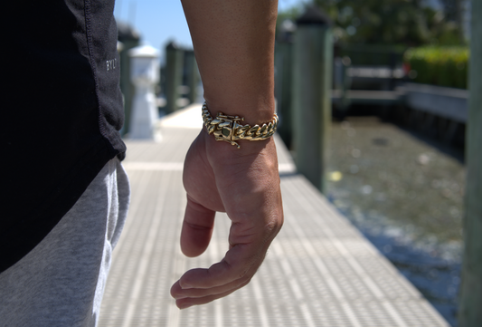 12MM 14KT Gold Over Silver Cuban Link Bracelet