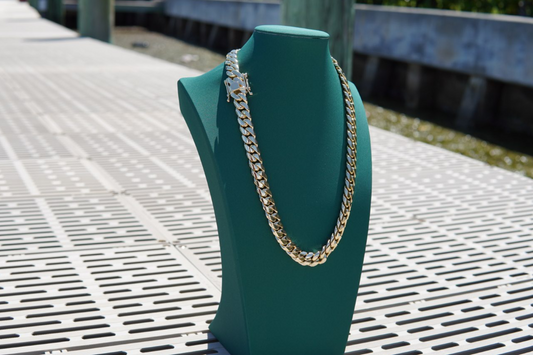 4MM 14KT Gold Over Silver Cuban Link Chain (Machine Made)