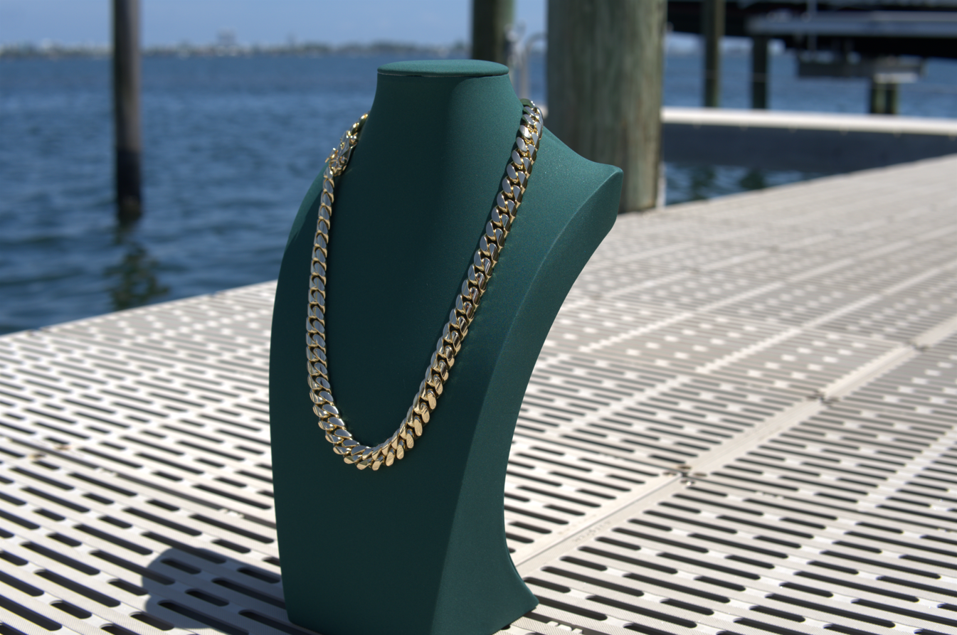 4MM 14KT Gold Over Silver Cuban Link Chain (Machine Made)