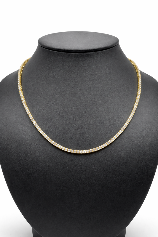 3mm Gold Over 925 Silver VVS Moissanite Tennis Chain