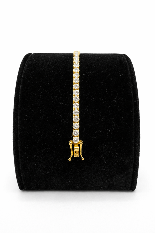 3mm Gold Over 925 Silver VVS Moissanite Tennis Bracelet