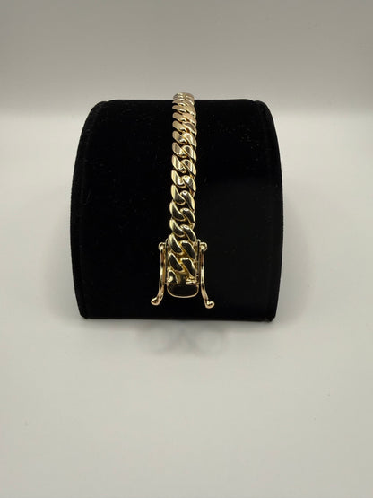 10mm Gold Over Silver Cuban Link Bracelet