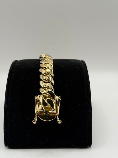 14mm Gold Over Silver Cuban Link Bracelet