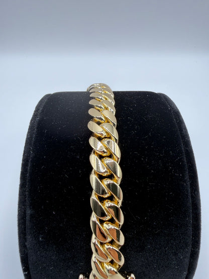 14mm Gold Over Silver Cuban Link Bracelet